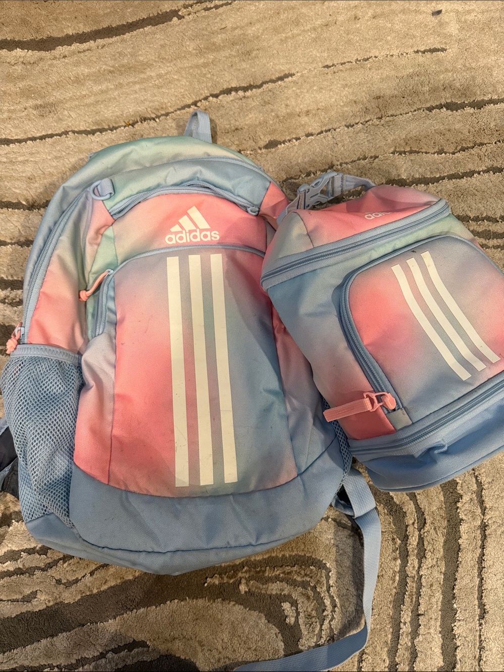 adidas Kids Pink & Blue Ombre Backpack and Lunch Bag Set